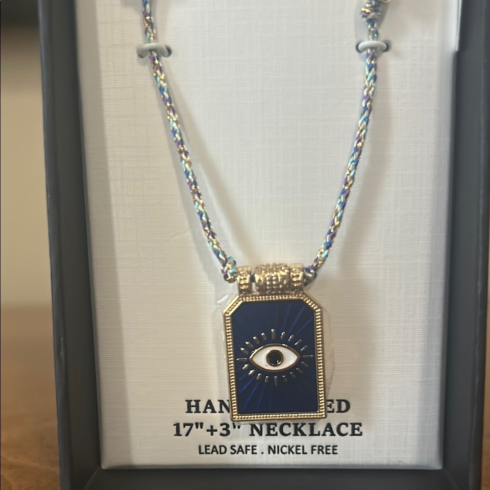 Piper K Hand-Painted Evil Eye Pendant Necklace 17”+3” Cord | NWT